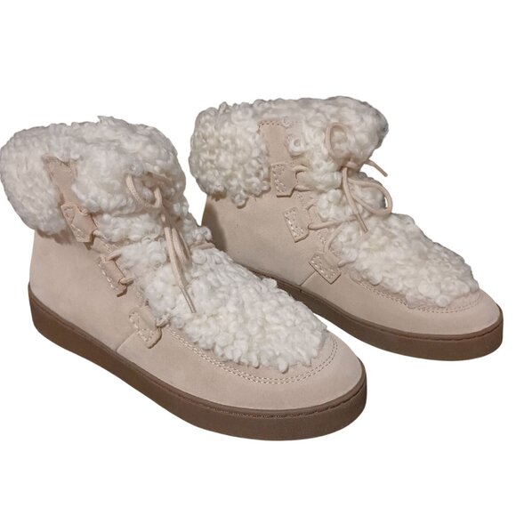 NEW Vionic Womens Splendid Oak Suede Sheep Fur Booties Sand/Cream Size 7.5 - Picture 5 of 13